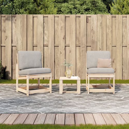 Salon de jardin 3 pcs bois massif de pin - Photo n°3; ?>