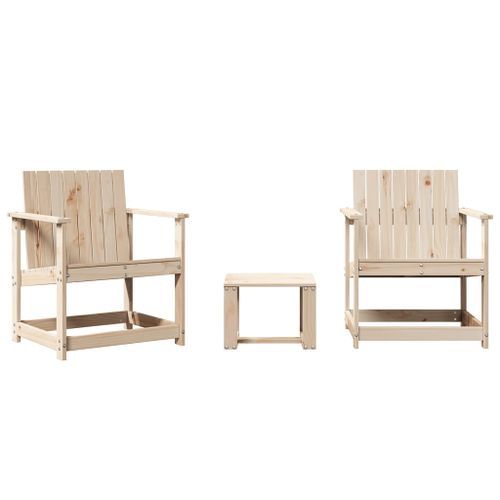 Salon de jardin 3 pcs bois massif de pin - Photo n°2; ?>