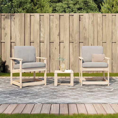 Salon de jardin 3 pcs bois massif de pin - Photo n°3; ?>