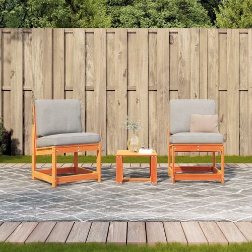 Salon de jardin 3 pcs marron bois de pin massif - Photo n°3; ?>