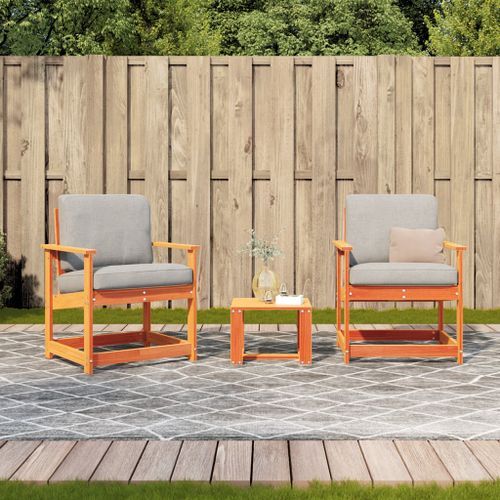 Salon de jardin 3 pcs marron bois de pin massif - Photo n°3; ?>