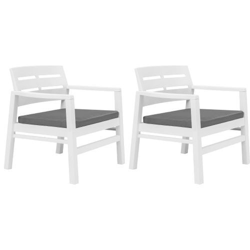 Salon de jardin 3 pcs Plastique Blanc 3 - Photo n°2; ?>