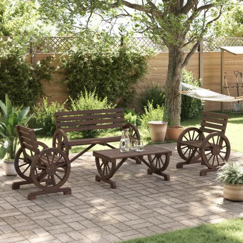 Salon de jardin 4 pcs bois de sapin massif - Photo n°3; ?>