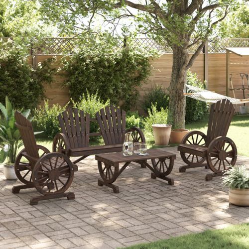 Salon de jardin 4 pcs bois de sapin massif - Photo n°3; ?>