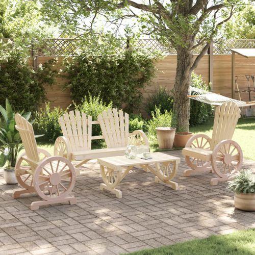 Salon de jardin 4 pcs bois de sapin massif - Photo n°3; ?>