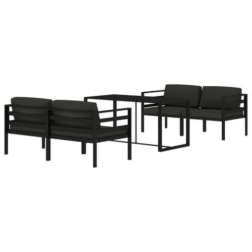 Salon de jardin 5 pcs avec coussins Aluminium Anthracite - Photo n°3; ?>