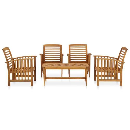 Salon de jardin 5 pcs Bois d'acacia massif 2 - Photo n°2; ?>