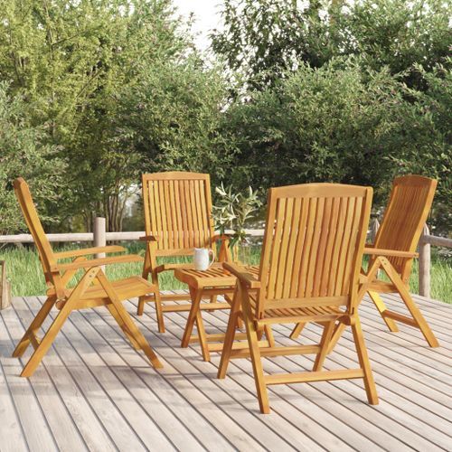 Salon de jardin 5 pcs bois massif de teck - Photo n°2; ?>