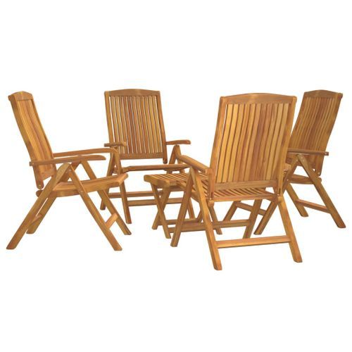 Salon de jardin 5 pcs bois massif de teck - Photo n°3; ?>