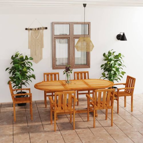 Salon de jardin 7 pcs Bois de teck massif 4 - Photo n°2; ?>