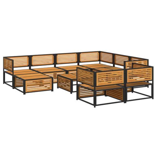 Salon de jardin avec coussins 10 pcs bois d'acacia solide - Photo n°3; ?>