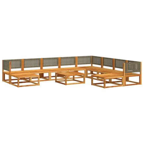 Salon de jardin avec coussins 11 pcs bois massif d'acacia - Photo n°3; ?>