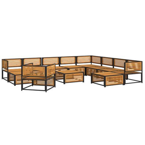 Salon de jardin avec coussins 12 pcs bois massif d'acacia - Photo n°3; ?>