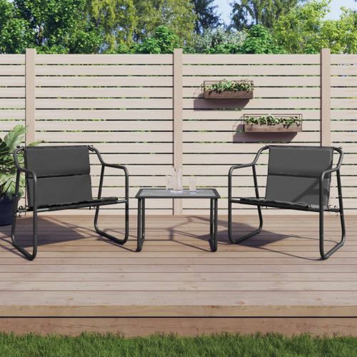 Salon de jardin avec coussins 3 pcs anthracite acier - Photo n°2; ?>