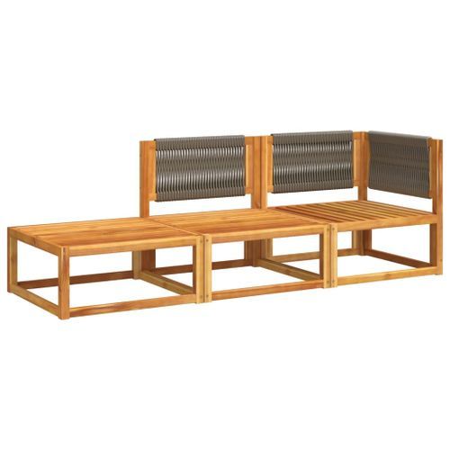 Salon de jardin avec coussins 3 pcs bois massif d'acacia - Photo n°3; ?>