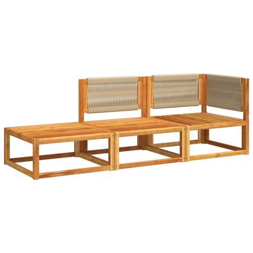 Salon de jardin avec coussins 3 pcs bois massif d'acacia - Photo n°3; ?>