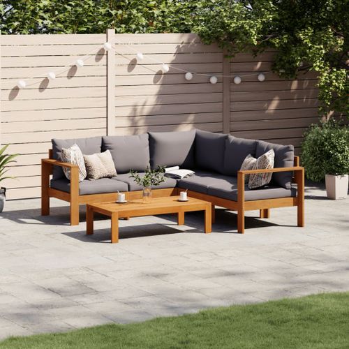 Salon de jardin avec coussins 4 pcs bois d'acacia massif - Photo n°2; ?>