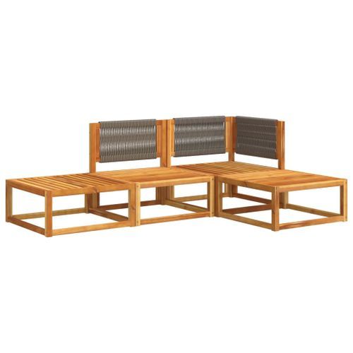 Salon de jardin avec coussins 4 pcs bois d'acacia massif - Photo n°3; ?>