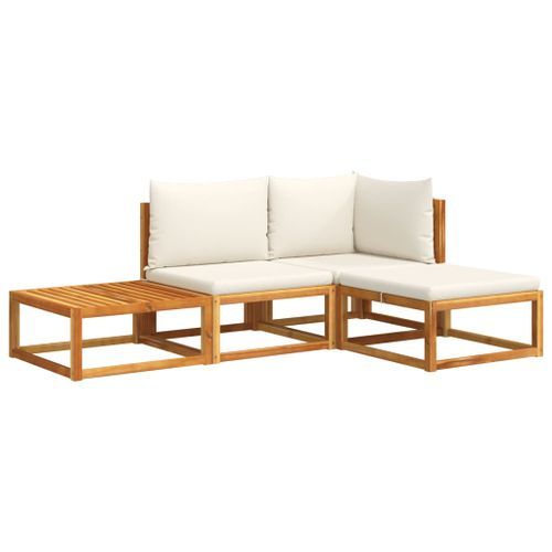 Salon de jardin avec coussins 4 pcs bois d'acacia massif - Photo n°2; ?>