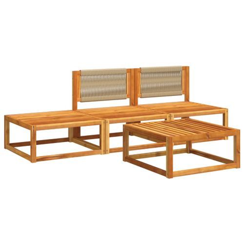 Salon de jardin avec coussins 4 pcs bois d'acacia massif - Photo n°3; ?>