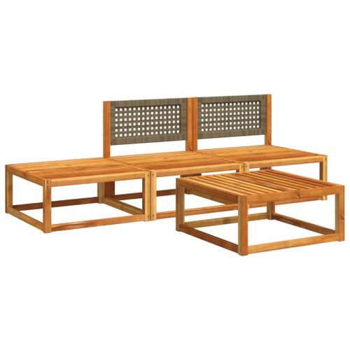 Salon de jardin avec coussins 4 pcs bois d'acacia massif - Photo n°3; ?>