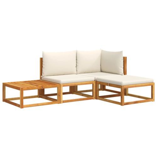 Salon de jardin avec coussins 4 pcs bois d'acacia massif - Photo n°2; ?>