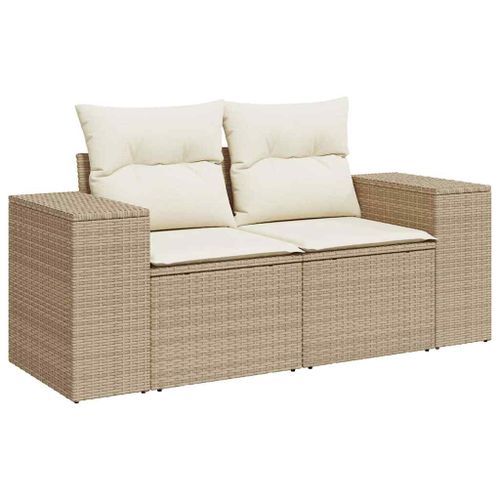 Salon de jardin avec coussins 5 pcs beige résine tressée - Photo n°3; ?>