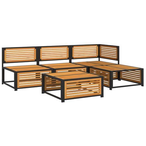 Salon de jardin avec coussins 5 pcs Bois d'acacia solide - Photo n°3; ?>