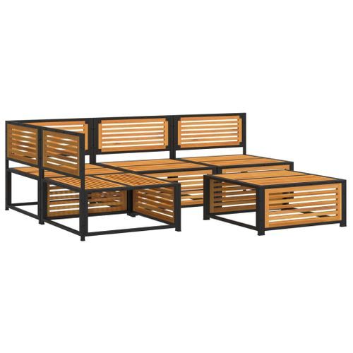 Salon de jardin avec coussins 5 pcs Bois d'acacia solide - Photo n°3; ?>