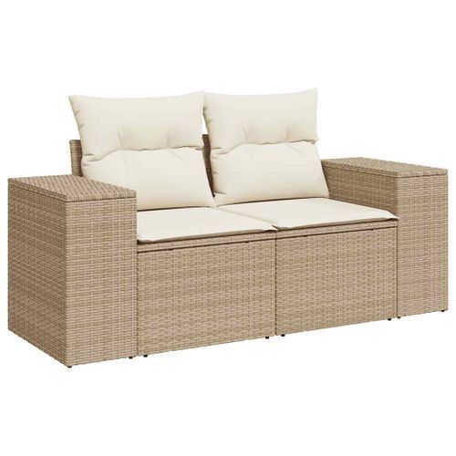 Salon de jardin avec coussins 6 pcs beige résine tressée - Photo n°3; ?>