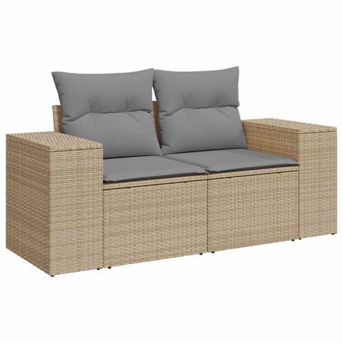 Salon de jardin avec coussins 6 pcs beige résine tressée - Photo n°3; ?>