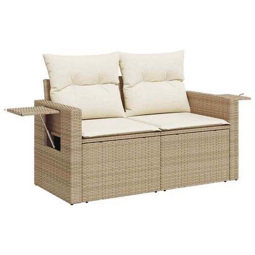 Salon de jardin avec coussins 6 pcs beige résine tressée - Photo n°3; ?>