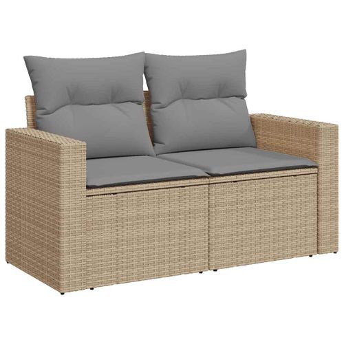 Salon de jardin avec coussins 6 pcs beige résine tressée - Photo n°3; ?>