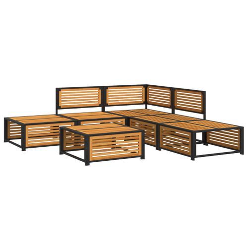 Salon de jardin avec coussins 6 pcs bois d'acacia solide - Photo n°3; ?>