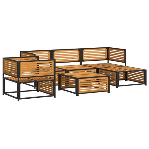 Salon de jardin avec coussins 6 pcs bois d'acacia solide - Photo n°3; ?>