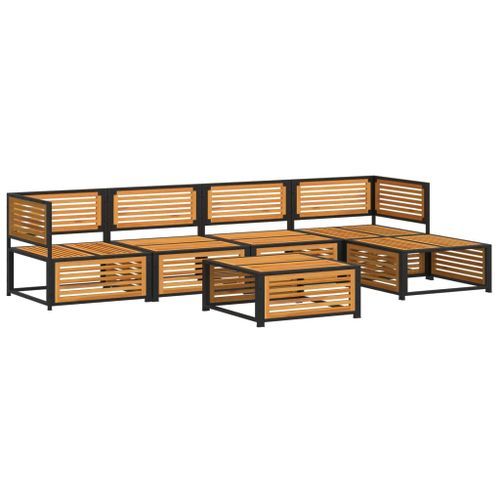 Salon de jardin avec coussins 6 pcs bois d'acacia solide - Photo n°3; ?>