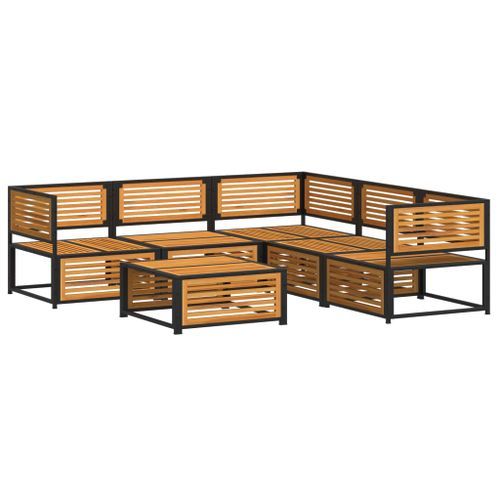 Salon de jardin avec coussins 6 pcs bois d'acacia solide - Photo n°3; ?>