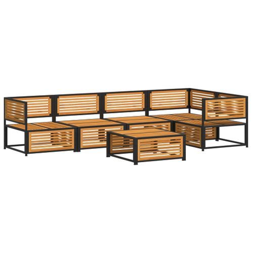 Salon de jardin avec coussins 6 pcs bois d'acacia solide - Photo n°3; ?>