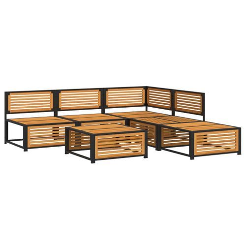 Salon de jardin avec coussins 6 pcs bois d'acacia solide - Photo n°3; ?>