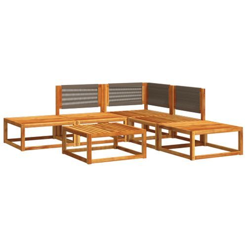 Salon de jardin avec coussins 6 pcs bois d'acacia solide - Photo n°3; ?>