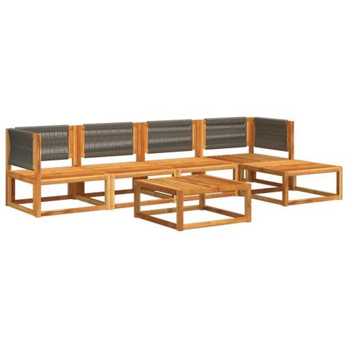 Salon de jardin avec coussins 6 pcs bois d'acacia solide - Photo n°3; ?>