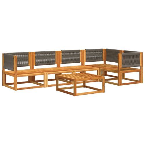 Salon de jardin avec coussins 6 pcs bois d'acacia solide - Photo n°3; ?>