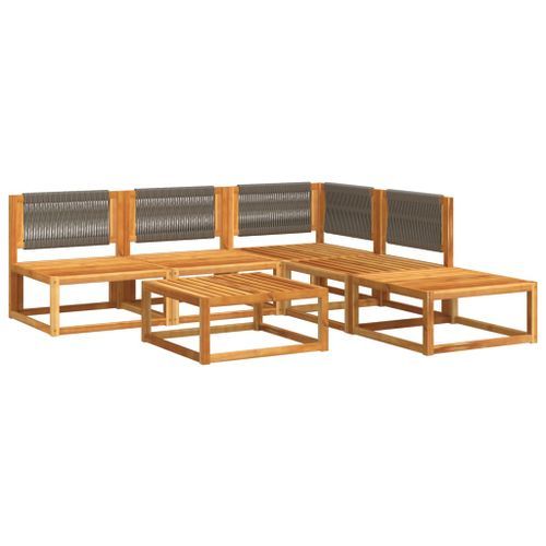 Salon de jardin avec coussins 6 pcs bois d'acacia solide - Photo n°3; ?>