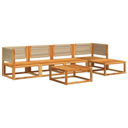 Salon de jardin avec coussins 6 pcs bois d'acacia solide - Photo n°3; ?>