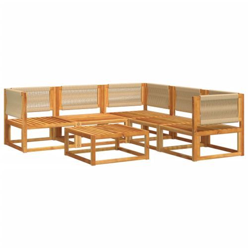 Salon de jardin avec coussins 6 pcs bois d'acacia solide - Photo n°3; ?>