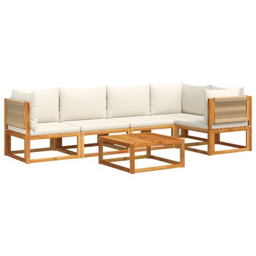 Salon de jardin avec coussins 6 pcs bois d'acacia solide - Photo n°2; ?>