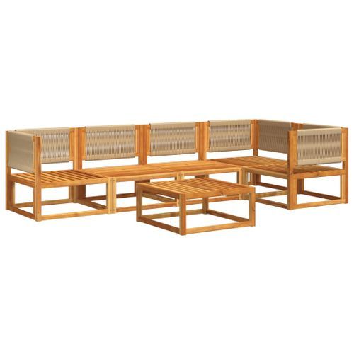 Salon de jardin avec coussins 6 pcs bois d'acacia solide - Photo n°3; ?>