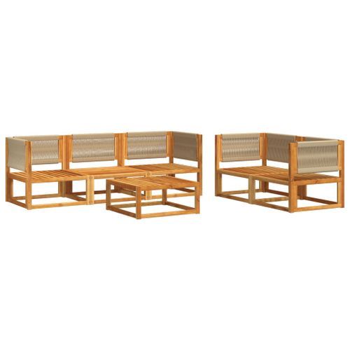 Salon de jardin avec coussins 6 pcs bois d'acacia solide - Photo n°3; ?>