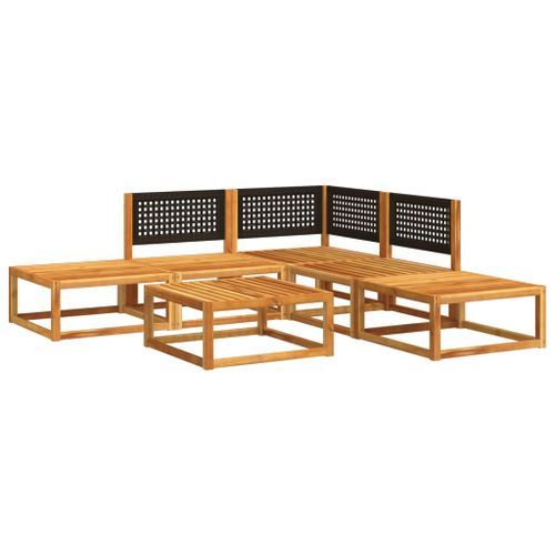 Salon de jardin avec coussins 6 pcs bois d'acacia solide - Photo n°3; ?>