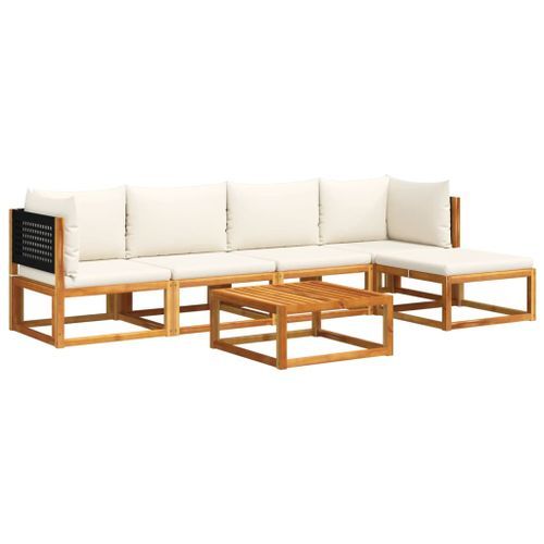 Salon de jardin avec coussins 6 pcs bois d'acacia solide - Photo n°2; ?>